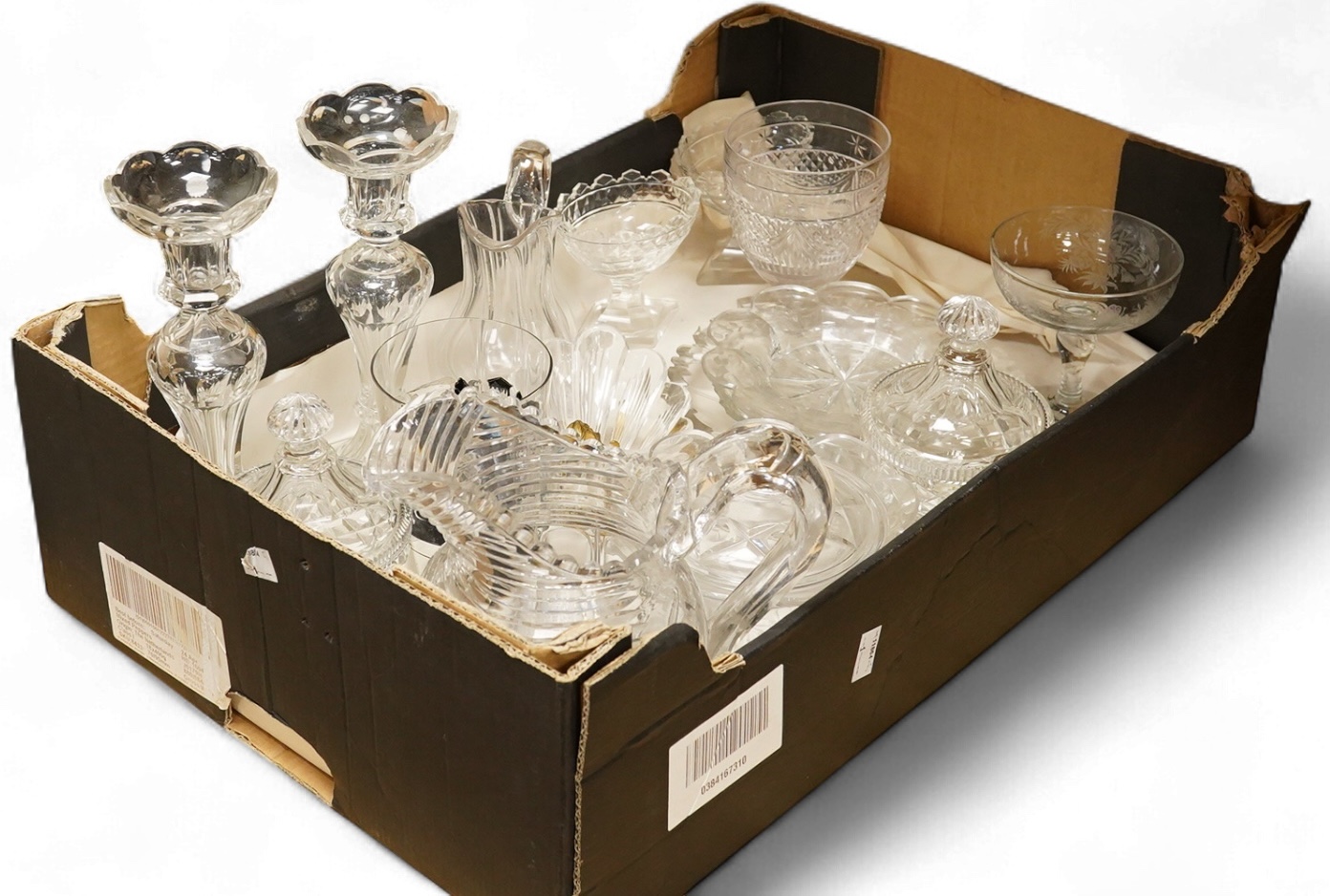 A collection of 19th and 20th century glassware including a French 1920’s black enamelled figural glass